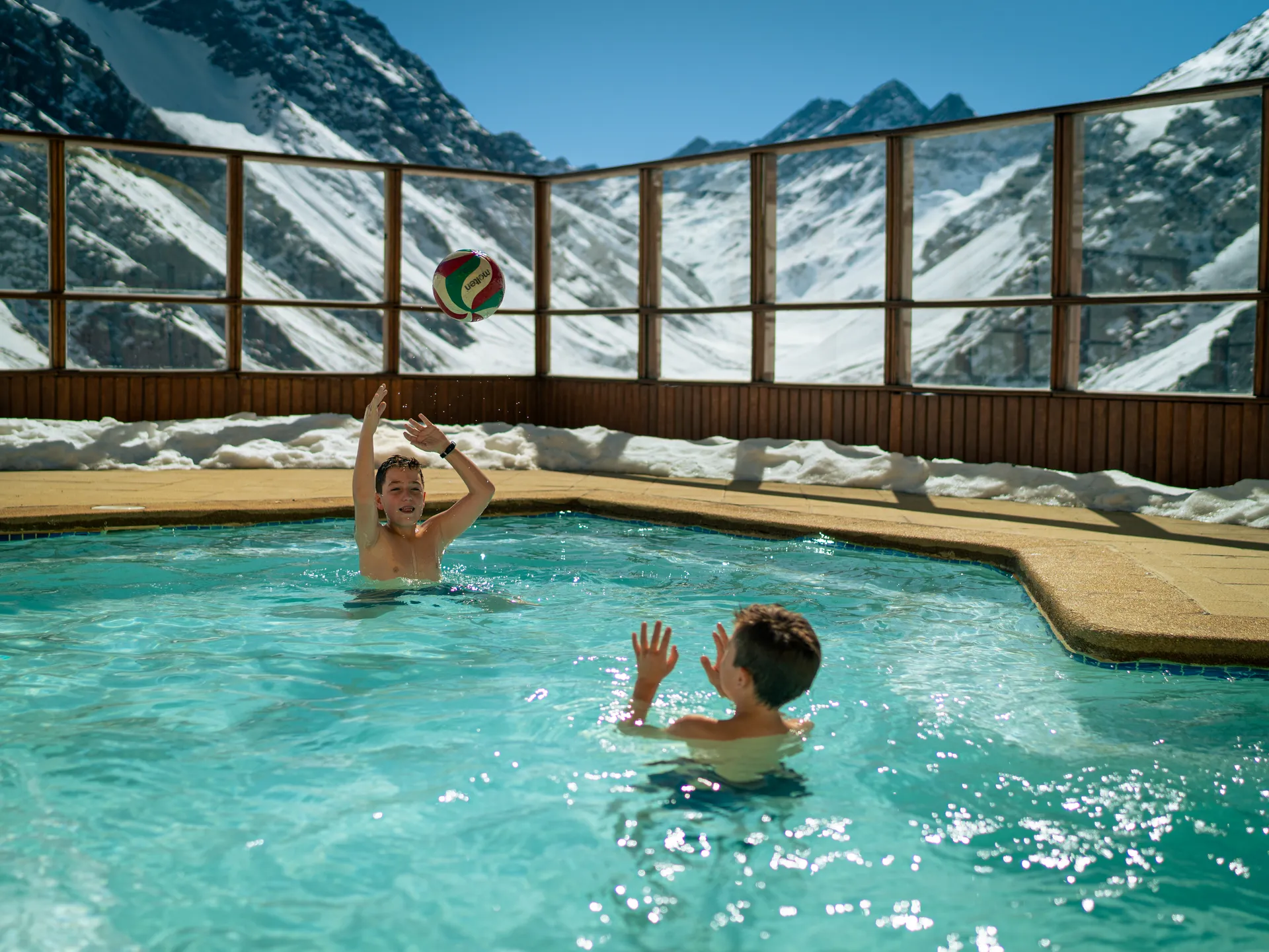 Kids playing in heated pool